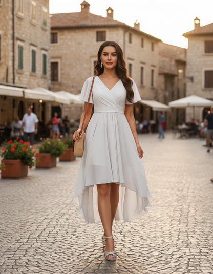 Saskia Midi Dresses — White | SKU: RB-1088d7-white-2,RB-1088d7-white-4,RB-1088d7-white-6,RB-1088d7-white-8,RB-1088d7-white-10,RB-1088d7-white-12,RB-1088d7-white-14,RB-1088d7-white-16,RB-1088d7-white-16W,RB-1088d7-white-18W