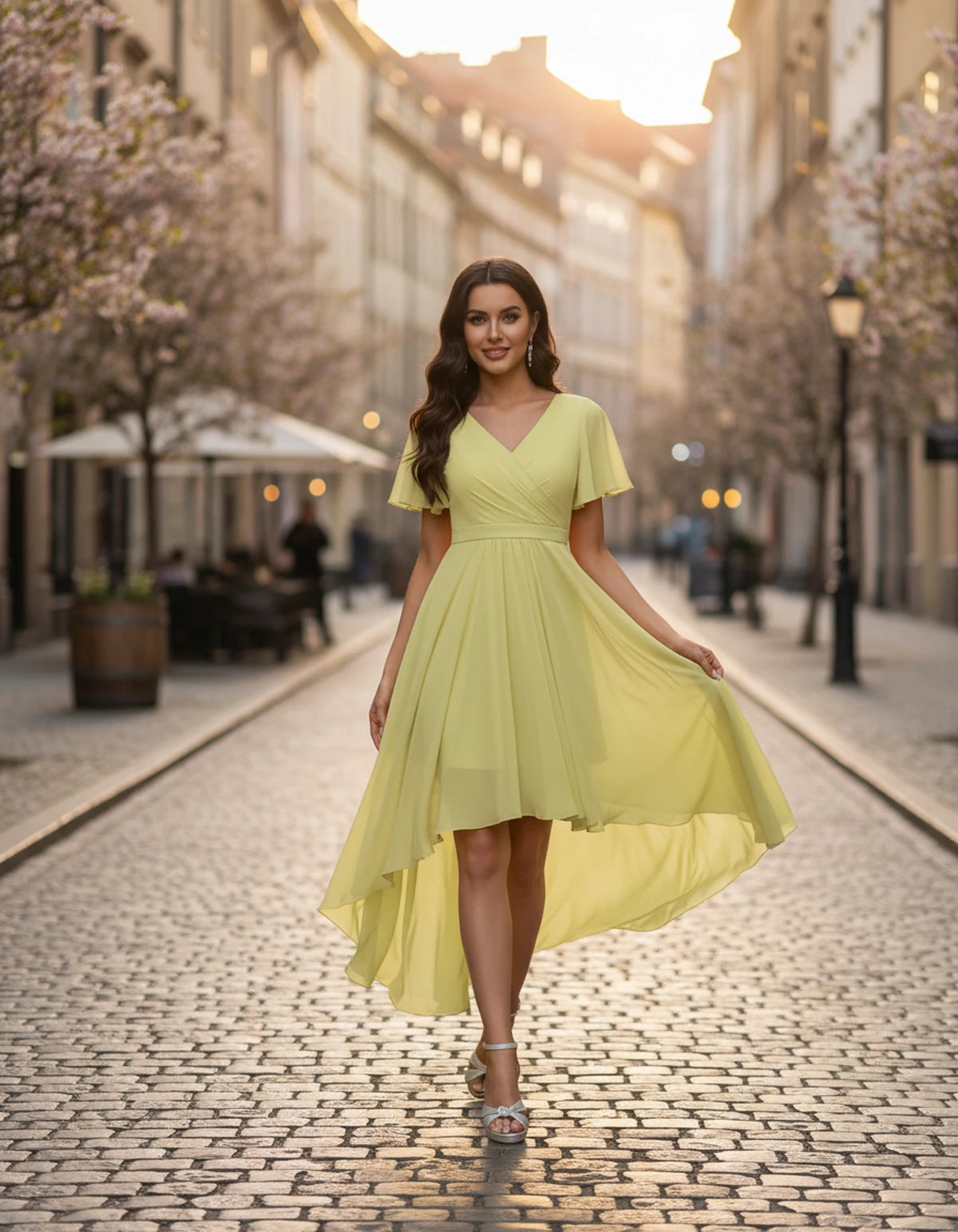 Saskia Midi Dresses — Yellow | SKU: RB-1088d7-yellow-2,RB-1088d7-yellow-4,RB-1088d7-yellow-6,RB-1088d7-yellow-8,RB-1088d7-yellow-10,RB-1088d7-yellow-12,RB-1088d7-yellow-14,RB-1088d7-yellow-16,RB-1088d7-yellow-16W,RB-1088d7-yellow-18W
