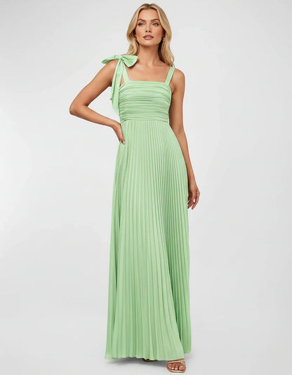 Satin-Feel Sleeveless Square Neck Empire Waist Pleated Maxi Dress for Party, Cocktail, Evening, Wedding Guest & Summer Events | SKU: VMD-583741920684157-MINT-L,VMD-583741920684157-MINT-M,VMD-583741920684157-MINT-S,VMD-583741920684157-MINT-XL,VMD-583741920684157-MINT-XS