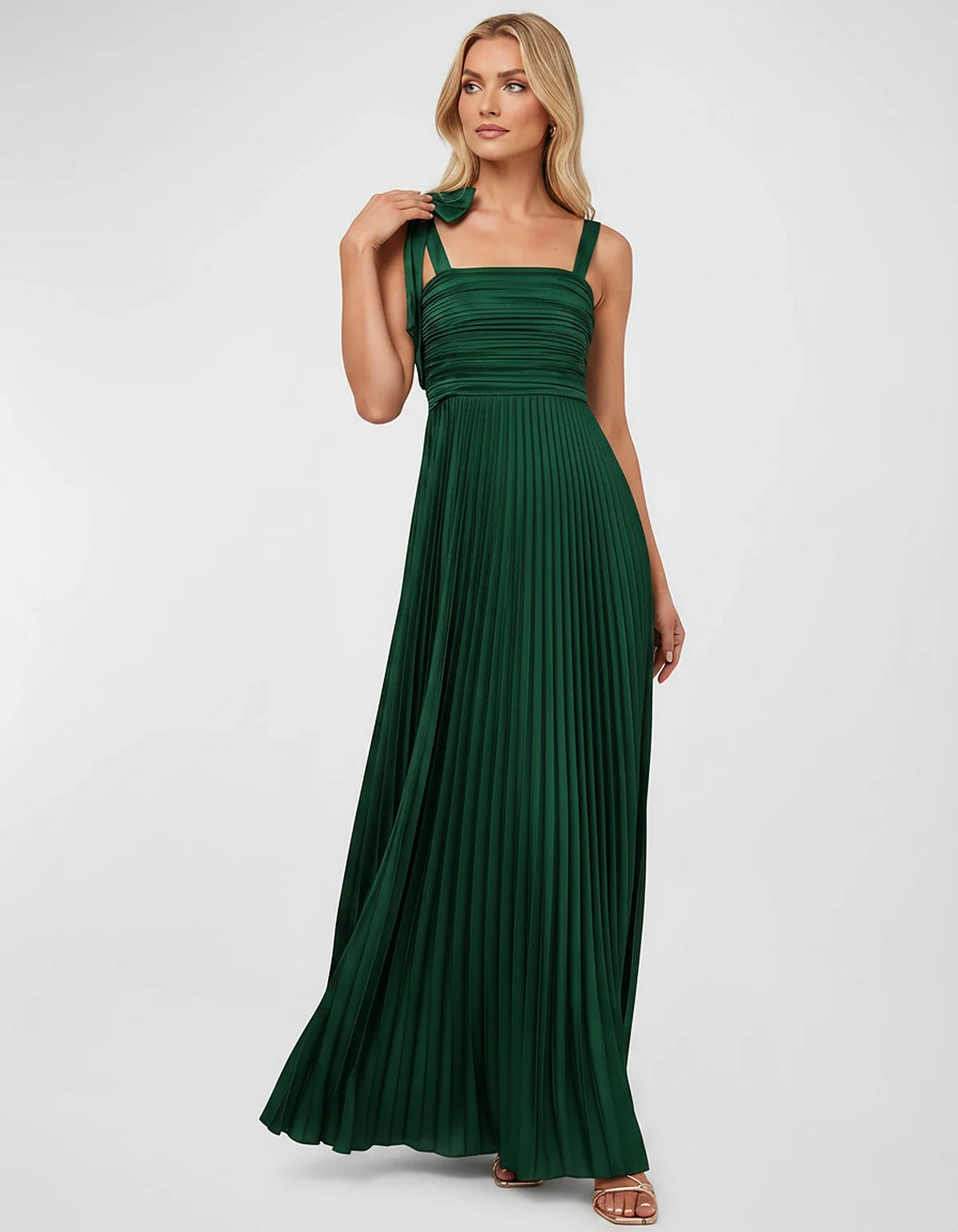 Satin-Feel Sleeveless Square Neck Empire Waist Pleated Maxi Dress for Party, Cocktail, Evening, Wedding Guest & Summer Events | SKU: VMD-583741920684157-SAND-L,VMD-583741920684157-SAND-M,VMD-583741920684157-SAND-S,VMD-583741920684157-SAND-XL,VMD-583741920684157-SAND-XS