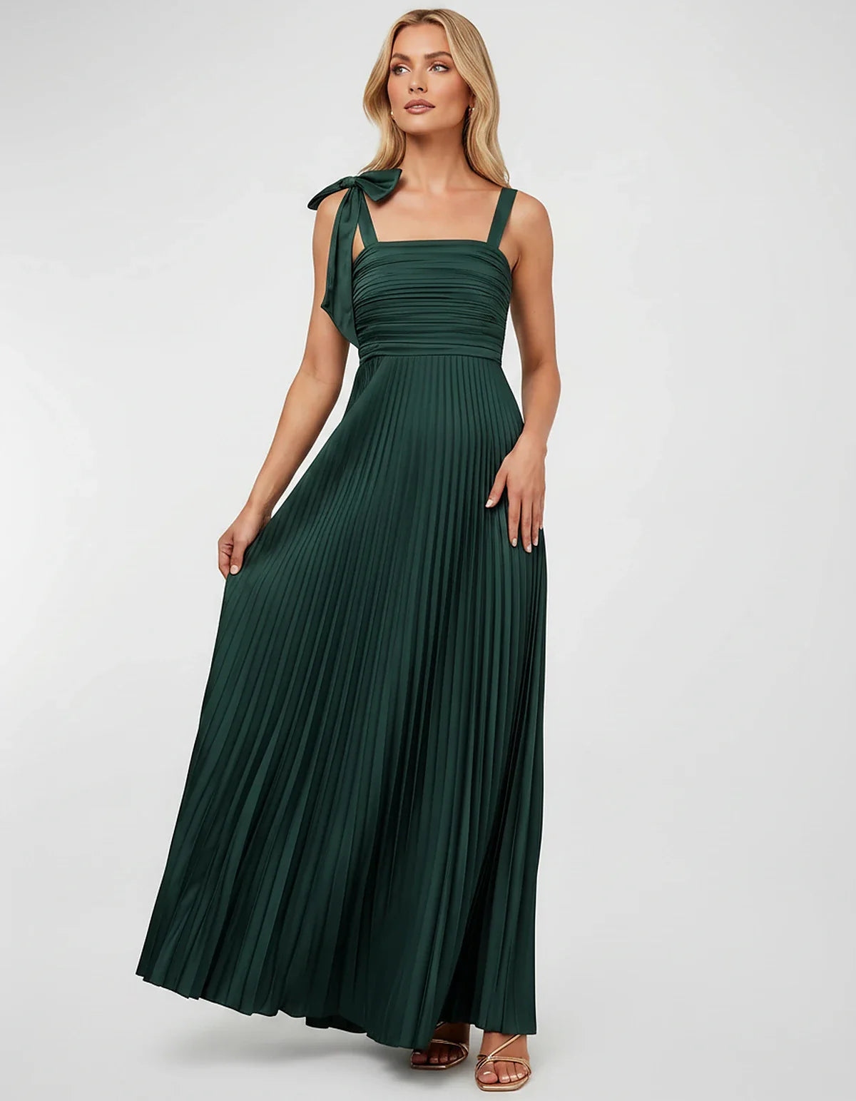 Satin-Feel Sleeveless Square Neck Empire Waist Pleated Maxi Dress for Party, Cocktail, Evening, Wedding Guest & Summer Events | SKU: VMD-583741920684157-SAND-L,VMD-583741920684157-SAND-M,VMD-583741920684157-SAND-S,VMD-583741920684157-SAND-XL,VMD-583741920684157-SAND-XS