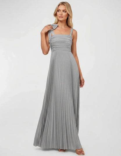 Satin-Feel Sleeveless Square Neck Empire Waist Pleated Maxi Dress for Party, Cocktail, Evening, Wedding Guest & Summer Events | SKU: VMD-583741920684157-SAND-L,VMD-583741920684157-SAND-M,VMD-583741920684157-SAND-S,VMD-583741920684157-SAND-XL,VMD-583741920684157-SAND-XS