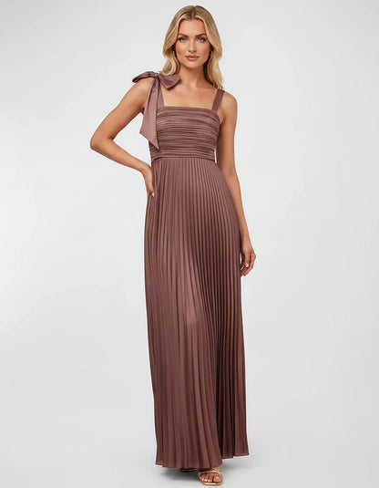 Satin-Feel Sleeveless Square Neck Empire Waist Pleated Maxi Dress for Party, Cocktail, Evening, Wedding Guest & Summer Events | SKU: VMD-583741920684157-SAND-L,VMD-583741920684157-SAND-M,VMD-583741920684157-SAND-S,VMD-583741920684157-SAND-XL,VMD-583741920684157-SAND-XS