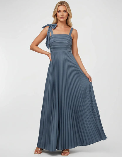 Satin-Feel Sleeveless Square Neck Empire Waist Pleated Maxi Dress for Party, Cocktail, Evening, Wedding Guest & Summer Events | SKU: VMD-583741920684157-DUSTYBLUE-L,VMD-583741920684157-DUSTYBLUE-M,VMD-583741920684157-DUSTYBLUE-S,VMD-583741920684157-DUSTYBLUE-XL,VMD-583741920684157-DUSTYBLUE-XS