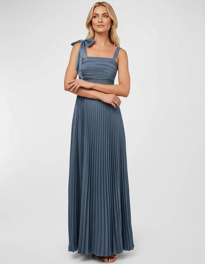 Satin-Feel Sleeveless Square Neck Empire Waist Pleated Maxi Dress for Party, Cocktail, Evening, Wedding Guest & Summer Events | SKU: VMD-583741920684157-DUSTYBLUE-L,VMD-583741920684157-DUSTYBLUE-M,VMD-583741920684157-DUSTYBLUE-S,VMD-583741920684157-DUSTYBLUE-XL,VMD-583741920684157-DUSTYBLUE-XS