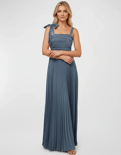 Satin-Feel Sleeveless Square Neck Empire Waist Pleated Maxi Dress for Party, Cocktail, Evening, Wedding Guest & Summer Events | SKU: VMD-583741920684157-DUSTYBLUE-L,VMD-583741920684157-DUSTYBLUE-M,VMD-583741920684157-DUSTYBLUE-S,VMD-583741920684157-DUSTYBLUE-XL,VMD-583741920684157-DUSTYBLUE-XS