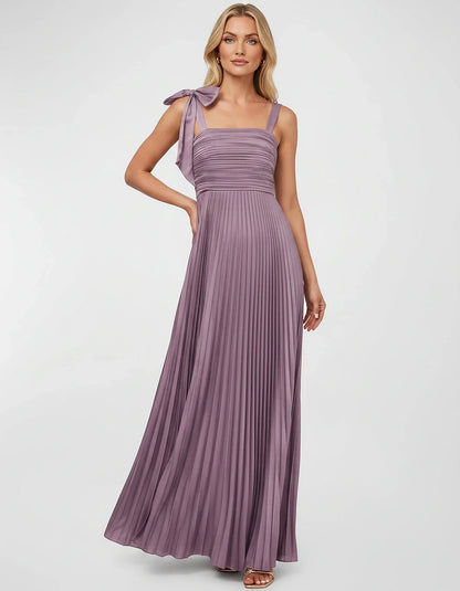 Satin-Feel Sleeveless Square Neck Empire Waist Pleated Maxi Dress for Party, Cocktail, Evening, Wedding Guest & Summer Events | SKU: VMD-583741920684157-LILAC-L,VMD-583741920684157-LILAC-M,VMD-583741920684157-LILAC-S,VMD-583741920684157-LILAC-XL,VMD-583741920684157-LILAC-XS