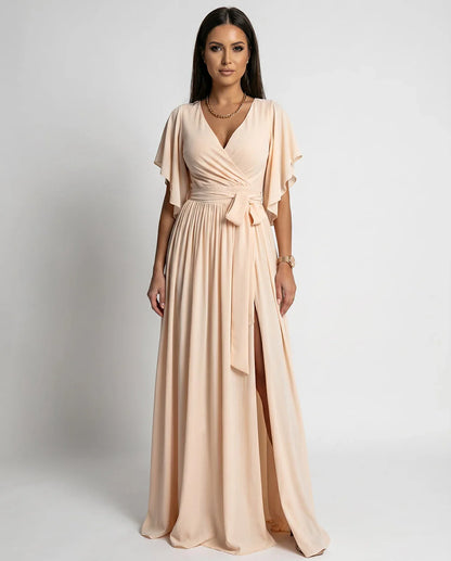Khaki,red,blue,black Satin Mermaid V-Neck Spaghetti Strap Maxi Dress | Gala Nights, Party Nights & Weddings, front view | Ram