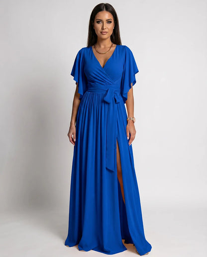 Khaki,red,blue,black Satin Mermaid V-Neck Spaghetti Strap Maxi Dress | Gala Nights, Party Nights & Weddings, front view | Ram
