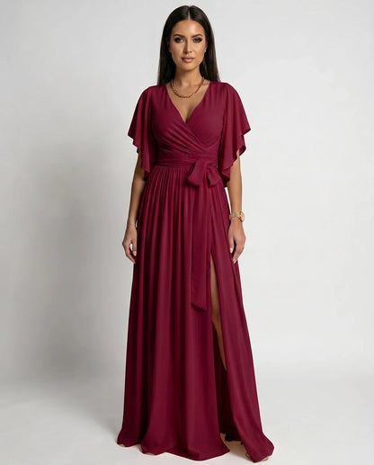 Khaki,red,blue,black Satin Mermaid V-Neck Spaghetti Strap Maxi Dress | Gala Nights, Party Nights & Weddings, front view | Ram