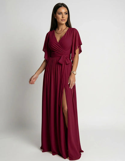 Khaki,red,blue,black Satin Mermaid V-Neck Spaghetti Strap Maxi Dress | Gala Nights, Party Nights & Weddings, front view | Ram | SKU: SMD-483920174615382-RED-L,SMD-483920174615382-RED-M,SMD-483920174615382-RED-S,SMD-483920174615382-RED-XL,SMD-483920174615382-RED-XS