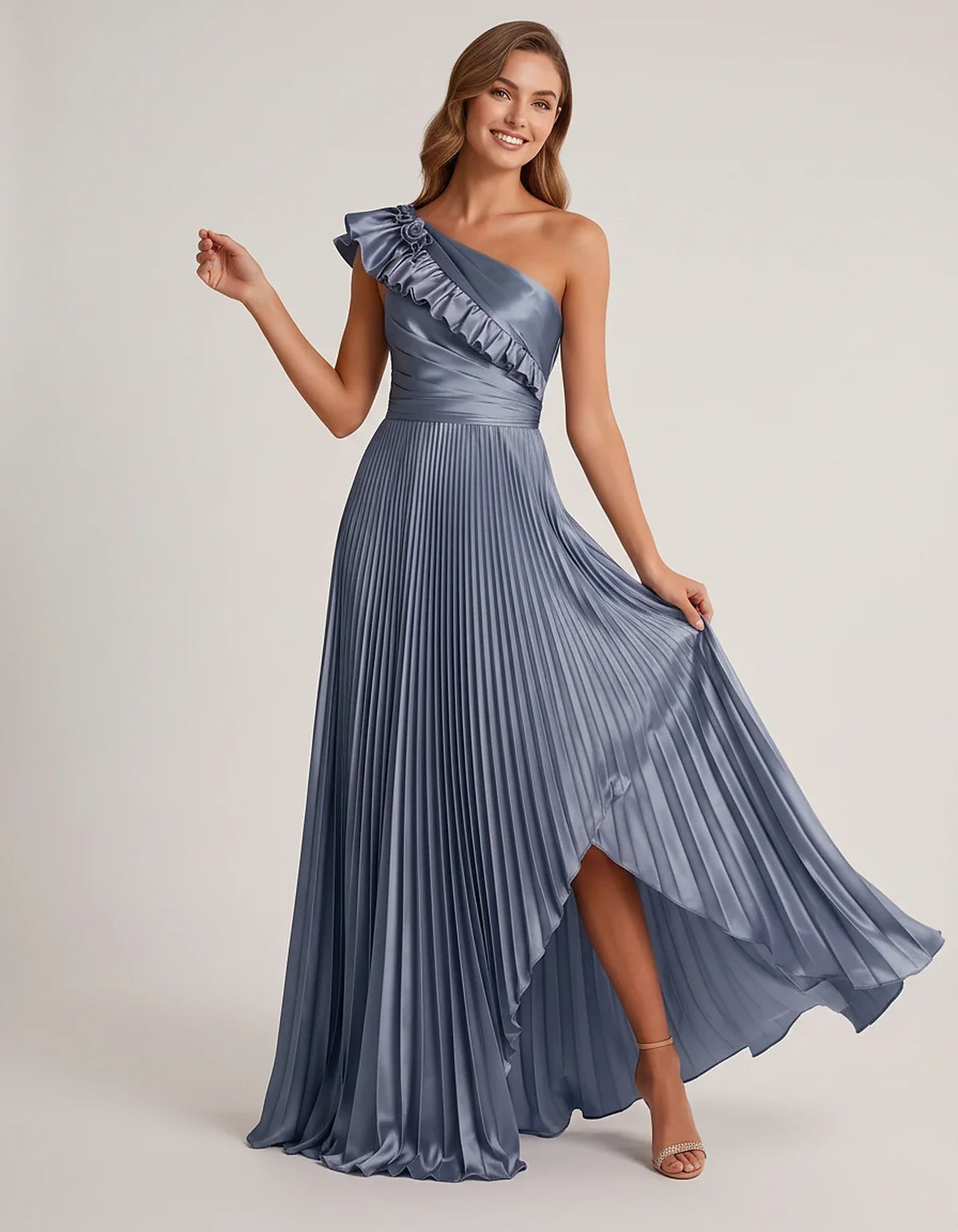 Satin Sleeveless One Shoulder A-Line Maxi Dress for Party, Cocktail, Evening, Wedding Guest, Bridesmaid & Summer Formal Event | SKU: SM-482951736104825-DUSTYBLUE-L,SM-482951736104825-DUSTYBLUE-M,SM-482951736104825-DUSTYBLUE-S,SM-482951736104825-DUSTYBLUE-XL,SM-482951736104825-DUSTYBLUE-XS