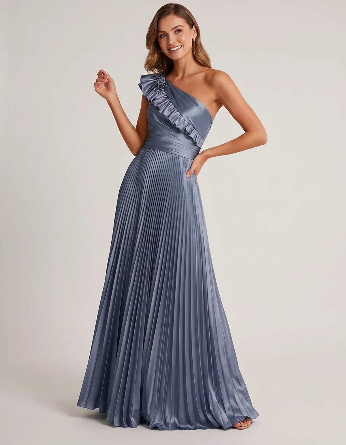 Satin Sleeveless One Shoulder A-Line Maxi Dress for Party, Cocktail, Evening, Wedding Guest, Bridesmaid & Summer Formal Event | SKU: SM-482951736104825-DUSTYBLUE-L,SM-482951736104825-DUSTYBLUE-M,SM-482951736104825-DUSTYBLUE-S,SM-482951736104825-DUSTYBLUE-XL,SM-482951736104825-DUSTYBLUE-XS