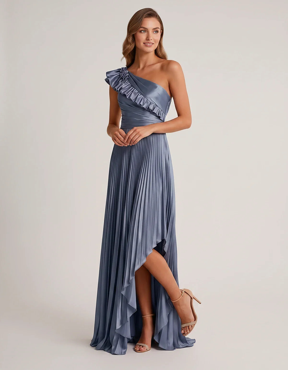 Satin Sleeveless One Shoulder A-Line Maxi Dress for Party, Cocktail, Evening, Wedding Guest, Bridesmaid & Summer Formal Event | SKU: SM-482951736104825-DUSTYBLUE-L,SM-482951736104825-DUSTYBLUE-M,SM-482951736104825-DUSTYBLUE-S,SM-482951736104825-DUSTYBLUE-XL,SM-482951736104825-DUSTYBLUE-XS