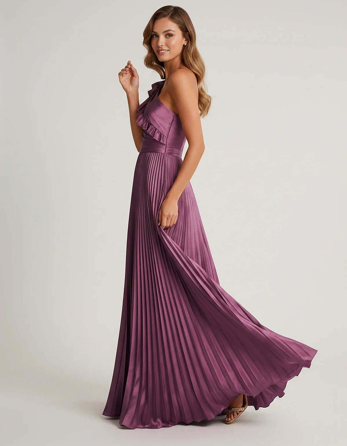 Satin Sleeveless One Shoulder A-Line Maxi Dress for Party, Cocktail, Evening, Wedding Guest, Bridesmaid & Summer Formal Event | SKU: SM-482951736104825-PLUM-L,SM-482951736104825-PLUM-M,SM-482951736104825-PLUM-S,SM-482951736104825-PLUM-XL,SM-482951736104825-PLUM-XS