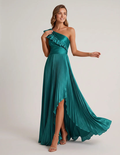 Satin Sleeveless One Shoulder A-Line Maxi Dress for Party, Cocktail, Evening, Wedding Guest, Bridesmaid & Summer Formal Event | SKU: SM-482951736104825-AQUA-L,SM-482951736104825-AQUA-M,SM-482951736104825-AQUA-S,SM-482951736104825-AQUA-XL,SM-482951736104825-AQUA-XS