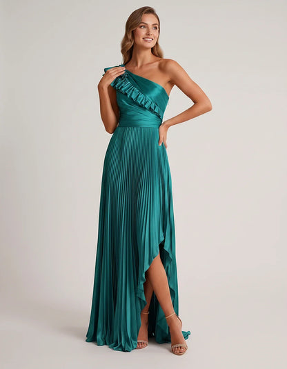 Satin Sleeveless One Shoulder A-Line Maxi Dress for Party, Cocktail, Evening, Wedding Guest, Bridesmaid & Summer Formal Event | SKU: SM-482951736104825-AQUA-L,SM-482951736104825-AQUA-M,SM-482951736104825-AQUA-S,SM-482951736104825-AQUA-XL,SM-482951736104825-AQUA-XS
