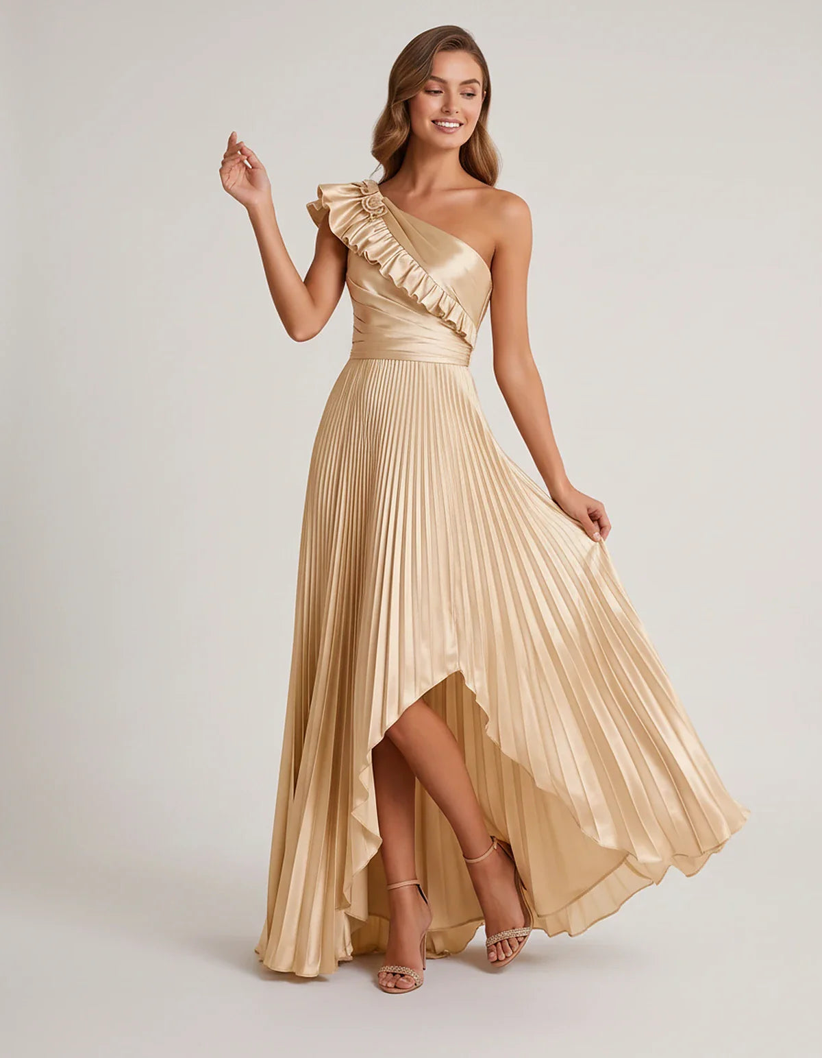Satin Sleeveless One Shoulder A-Line Maxi Dress for Party, Cocktail, Evening, Wedding Guest, Bridesmaid & Summer Formal Event | SKU: SM-482951736104825-BEIGE-L,SM-482951736104825-BEIGE-M,SM-482951736104825-BEIGE-S,SM-482951736104825-BEIGE-XL,SM-482951736104825-BEIGE-XS
