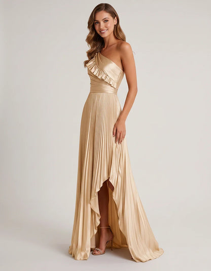 Satin Sleeveless One Shoulder A-Line Maxi Dress for Party, Cocktail, Evening, Wedding Guest, Bridesmaid & Summer Formal Event | SKU: SM-482951736104825-BEIGE-L,SM-482951736104825-BEIGE-M,SM-482951736104825-BEIGE-S,SM-482951736104825-BEIGE-XL,SM-482951736104825-BEIGE-XS