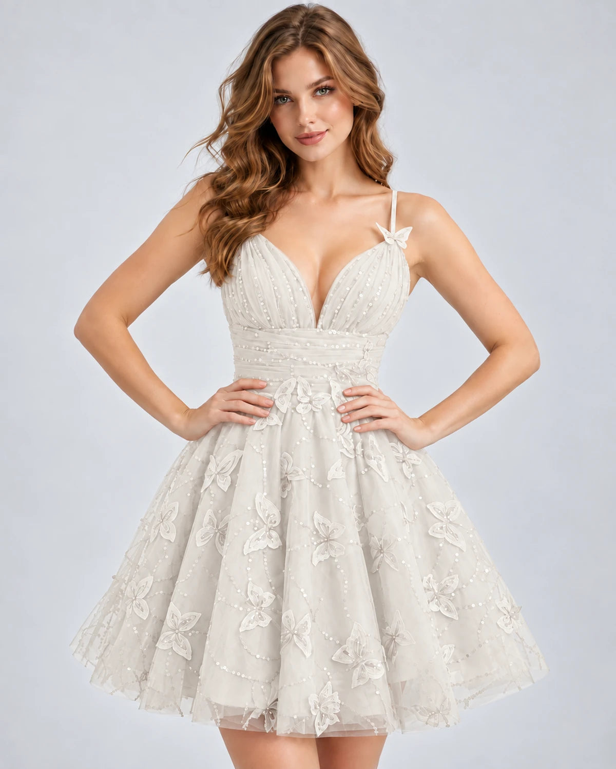 Seraphina Mini Dresses — Ivory | SKU: RB-864b27-ivory-2,RB-864b27-ivory-4,RB-864b27-ivory-6,RB-864b27-ivory-8,RB-864b27-ivory-10,RB-864b27-ivory-12,RB-864b27-ivory-14,RB-864b27-ivory-16,RB-864b27-ivory-16W,RB-864b27-ivory-18W,RB-864b27-ivory-20W,RB-864b27-ivory-22W