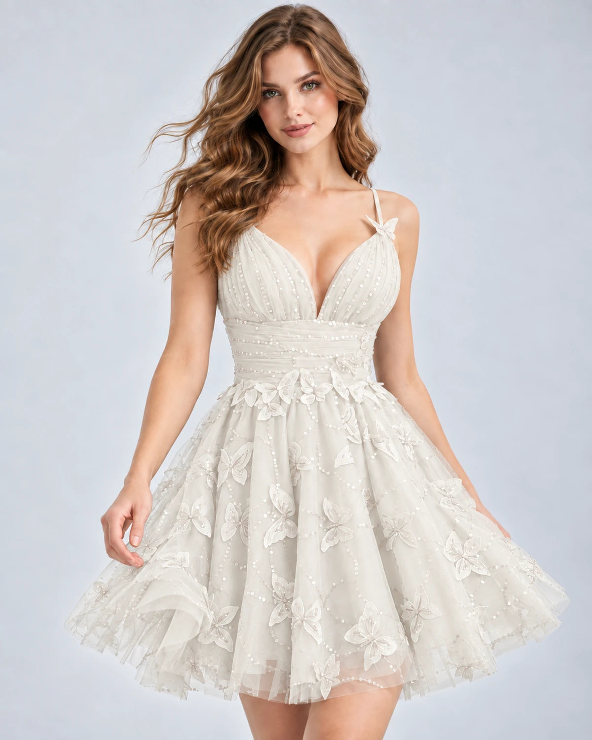 Seraphina Mini Dresses — Ivory | SKU: RB-864b27-ivory-2,RB-864b27-ivory-4,RB-864b27-ivory-6,RB-864b27-ivory-8,RB-864b27-ivory-10,RB-864b27-ivory-12,RB-864b27-ivory-14,RB-864b27-ivory-16,RB-864b27-ivory-16W,RB-864b27-ivory-18W,RB-864b27-ivory-20W,RB-864b27-ivory-22W