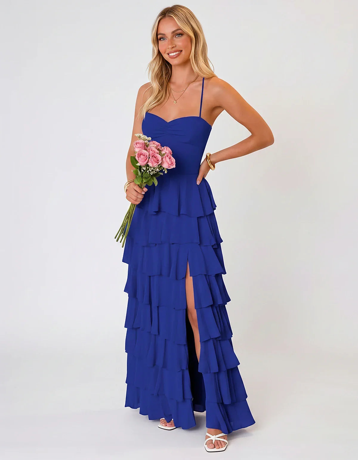 Chiffon Sleeveless Sweetheart A-Line Maxi Dress with Tiered Ruffles for Party, Cocktail, Evening, Wedding Guest & Summer Even | SKU: SMD-583920174618452-BLUE-L,SMD-583920174618452-BLUE-M,SMD-583920174618452-BLUE-S,SMD-583920174618452-BLUE-XL,SMD-583920174618452-BLUE-XS