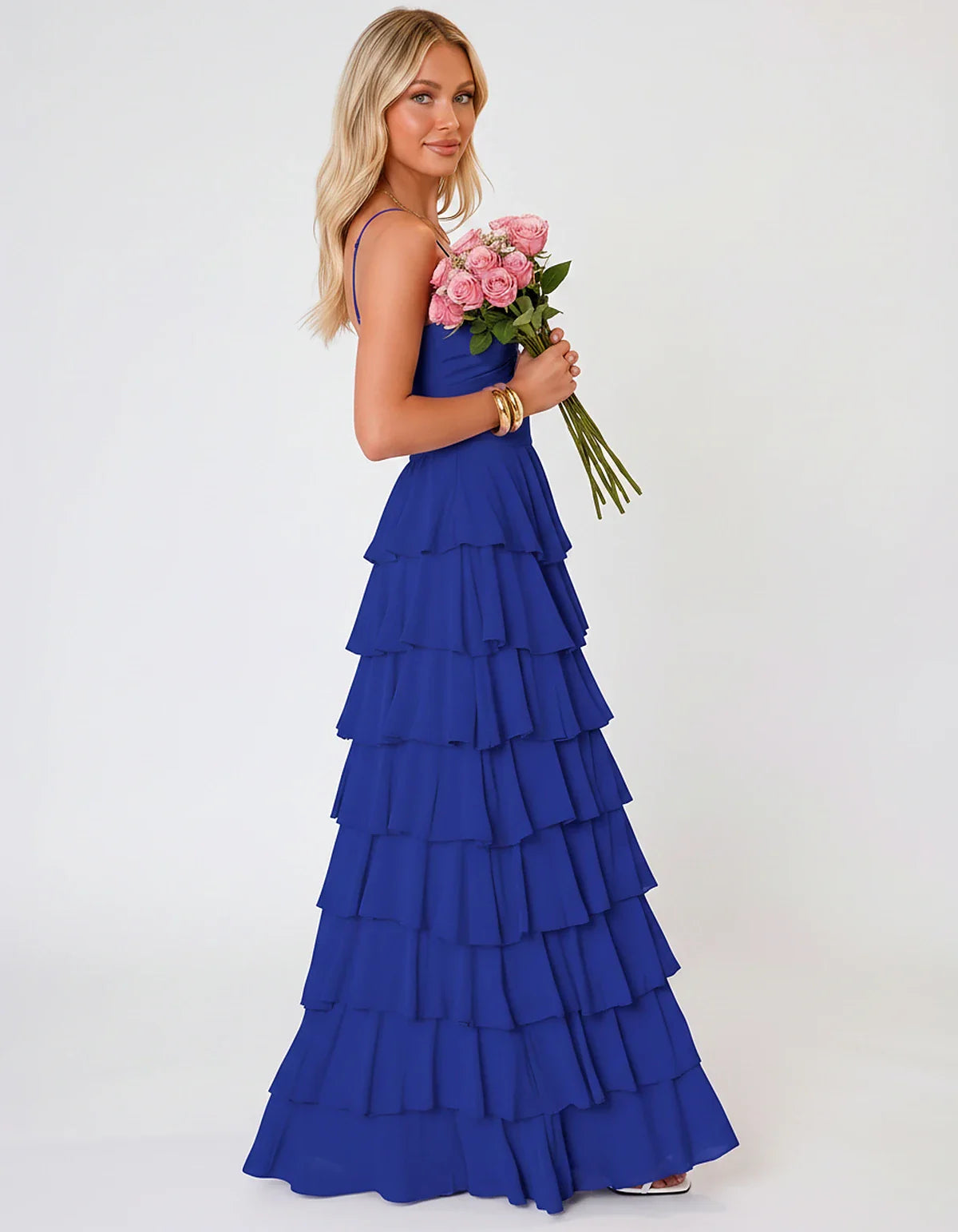 Chiffon Sleeveless Sweetheart A-Line Maxi Dress with Tiered Ruffles for Party, Cocktail, Evening, Wedding Guest & Summer Even | SKU: SMD-583920174618452-BLUE-L,SMD-583920174618452-BLUE-M,SMD-583920174618452-BLUE-S,SMD-583920174618452-BLUE-XL,SMD-583920174618452-BLUE-XS