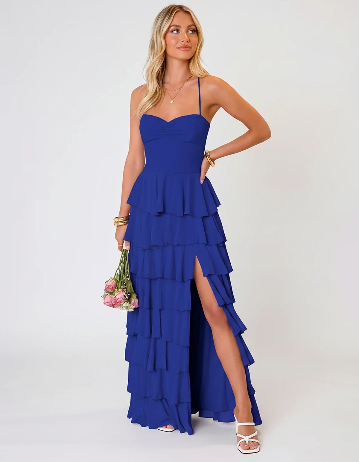 Chiffon Sleeveless Sweetheart A-Line Maxi Dress with Tiered Ruffles for Party, Cocktail, Evening, Wedding Guest & Summer Even | SKU: SMD-583920174618452-BLUE-L,SMD-583920174618452-BLUE-M,SMD-583920174618452-BLUE-S,SMD-583920174618452-BLUE-XL,SMD-583920174618452-BLUE-XS