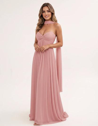 Chiffon Strapless Sweetheart Choker Draped Straight Maxi Dress for Party, Cocktail, Evening, Wedding Guest, Formal Events & S | SKU: CHD-739184620583917-DUSTYROSE-L,CHD-739184620583917-DUSTYROSE-M,CHD-739184620583917-DUSTYROSE-S,CHD-739184620583917-DUSTYROSE-XL,CHD-739184620583917-DUSTYROSE-XS