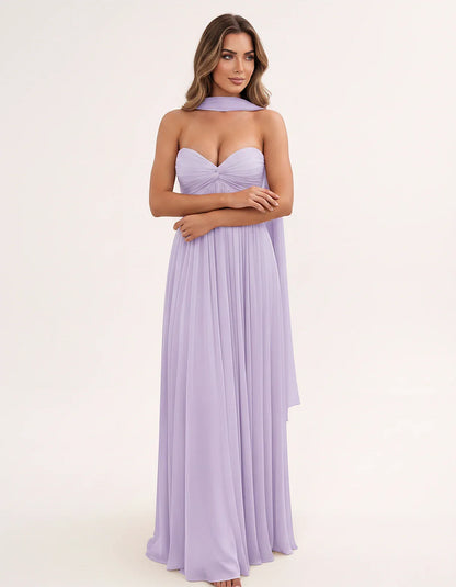 Chiffon Strapless Sweetheart Choker Draped Straight Maxi Dress for Party, Cocktail, Evening, Wedding Guest, Formal Events & S | SKU: CHD-739184620583917-LILAC-L,CHD-739184620583917-LILAC-M,CHD-739184620583917-LILAC-S,CHD-739184620583917-LILAC-XL,CHD-739184620583917-LILAC-XS