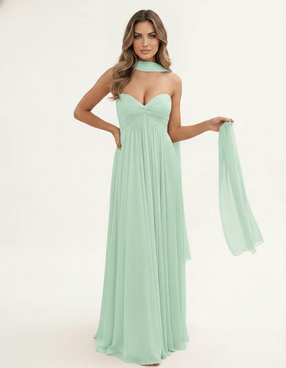 Chiffon Strapless Sweetheart Choker Draped Straight Maxi Dress for Party, Cocktail, Evening, Wedding Guest, Formal Events & S | SKU: CHD-739184620583917-MINT-L,CHD-739184620583917-MINT-M,CHD-739184620583917-MINT-S,CHD-739184620583917-MINT-XL,CHD-739184620583917-MINT-XS