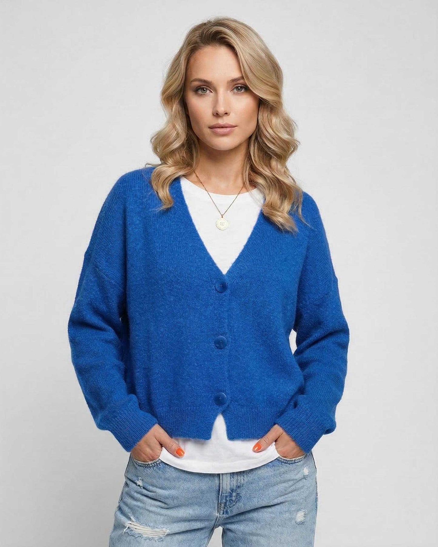 Blue Cardigan, front view | Ramblion | SKU: NC-918273645-blue-L-8594,NC-918273645-blue-M-6116,NC-918273645-blue-S-7753,NC-918273645-blue-XL-4446,NC-918273645-blue-XS-7390