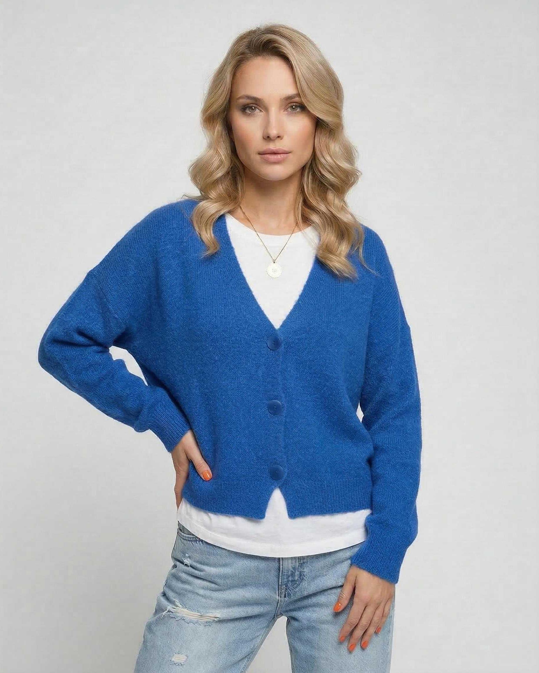 Blue Cardigan, front view | Ramblion | SKU: NC-918273645-blue-L-8594,NC-918273645-blue-M-6116,NC-918273645-blue-S-7753,NC-918273645-blue-XL-4446,NC-918273645-blue-XS-7390