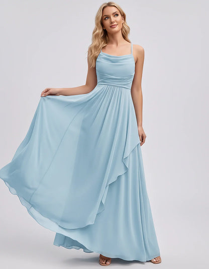 Chiffon Sleeveless Cowl Neck A-Line Maxi Dress for Party, Cocktail, Evening, Wedding Guest, Bridesmaid & Summer Events, front | SKU: SM-482716395814207-LIGHTBLUE-L,SM-482716395814207-LIGHTBLUE-M,SM-482716395814207-LIGHTBLUE-S,SM-482716395814207-LIGHTBLUE-XL,SM-482716395814207-LIGHTBLUE-XS
