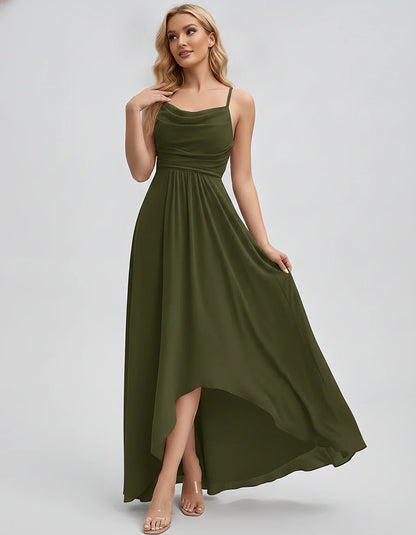 Chiffon Sleeveless Cowl Neck A-Line Maxi Dress for Party, Cocktail, Evening, Wedding Guest, Bridesmaid & Summer Events, front | SKU: SM-482716395814207-ARMYGREEN-L,SM-482716395814207-ARMYGREEN-M,SM-482716395814207-ARMYGREEN-S,SM-482716395814207-ARMYGREEN-XL,SM-482716395814207-ARMYGREEN-XS