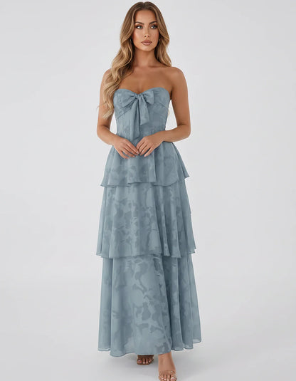 Jacquard Chiffon Sleeveless Sweetheart A-Line Maxi Dress for Party, Cocktail, Evening, Wedding Guest, Prom & Summer Events, f | SKU: SM-874531962847105-DUSTYBLUE-L,SM-874531962847105-DUSTYBLUE-M,SM-874531962847105-DUSTYBLUE-S,SM-874531962847105-DUSTYBLUE-XL,SM-874531962847105-DUSTYBLUE-XS