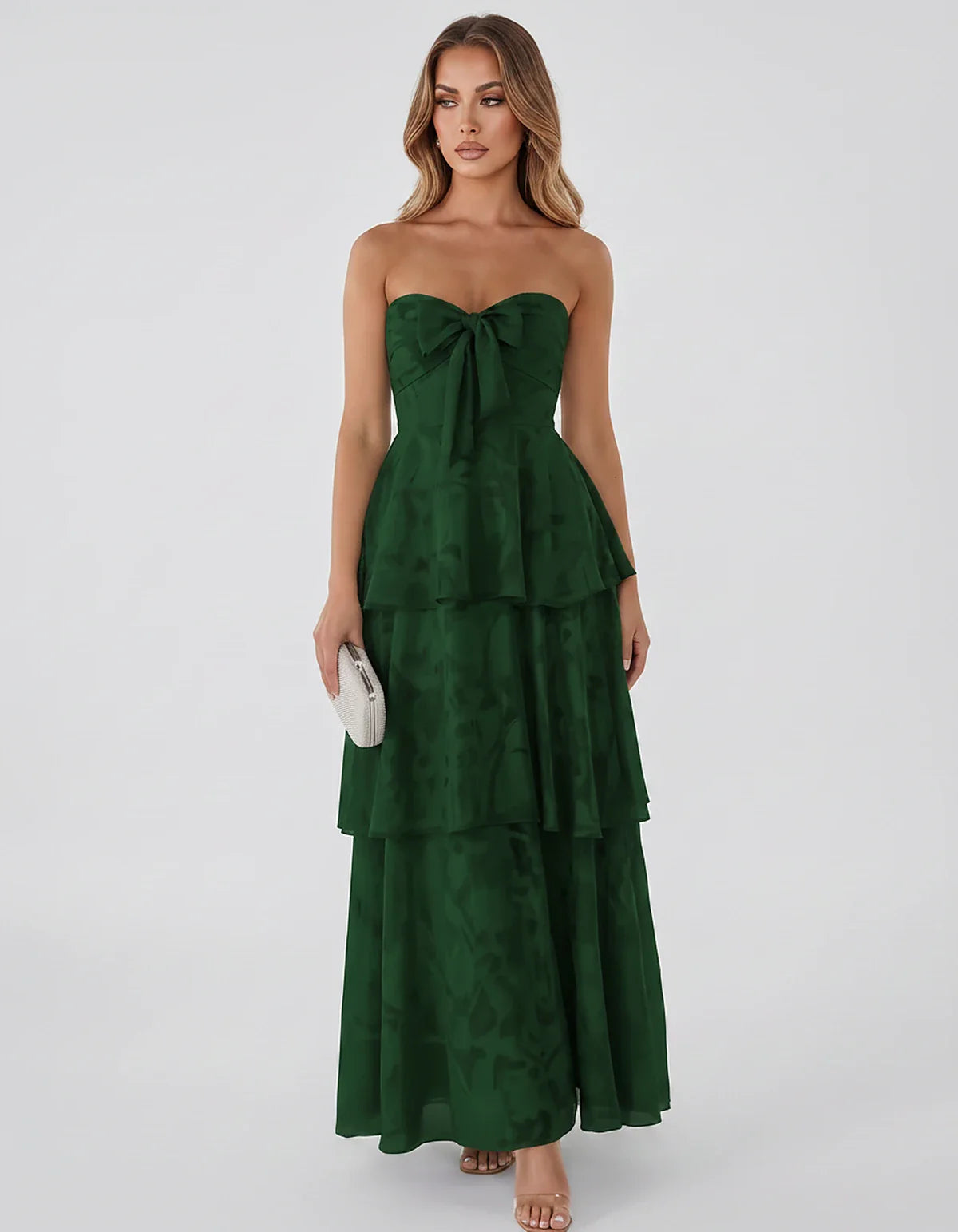 Jacquard Chiffon Sleeveless Sweetheart A-Line Maxi Dress for Party, Cocktail, Evening, Wedding Guest, Prom & Summer Events, f | SKU: SM-874531962847105-EMERALD-L,SM-874531962847105-EMERALD-M,SM-874531962847105-EMERALD-S,SM-874531962847105-EMERALD-XL,SM-874531962847105-EMERALD-XS