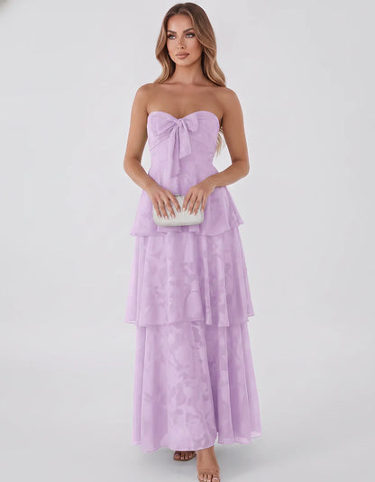 Jacquard Chiffon Sleeveless Sweetheart A-Line Maxi Dress for Party, Cocktail, Evening, Wedding Guest, Prom & Summer Events, f | SKU: SM-874531962847105-LAVENDER-L,SM-874531962847105-LAVENDER-M,SM-874531962847105-LAVENDER-S,SM-874531962847105-LAVENDER-XL,SM-874531962847105-LAVENDER-XS