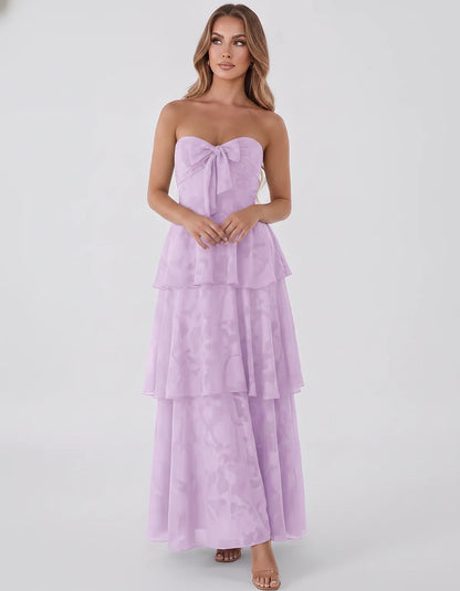Jacquard Chiffon Sleeveless Sweetheart A-Line Maxi Dress for Party, Cocktail, Evening, Wedding Guest, Prom & Summer Events, f | SKU: SM-874531962847105-LAVENDER-L,SM-874531962847105-LAVENDER-M,SM-874531962847105-LAVENDER-S,SM-874531962847105-LAVENDER-XL,SM-874531962847105-LAVENDER-XS