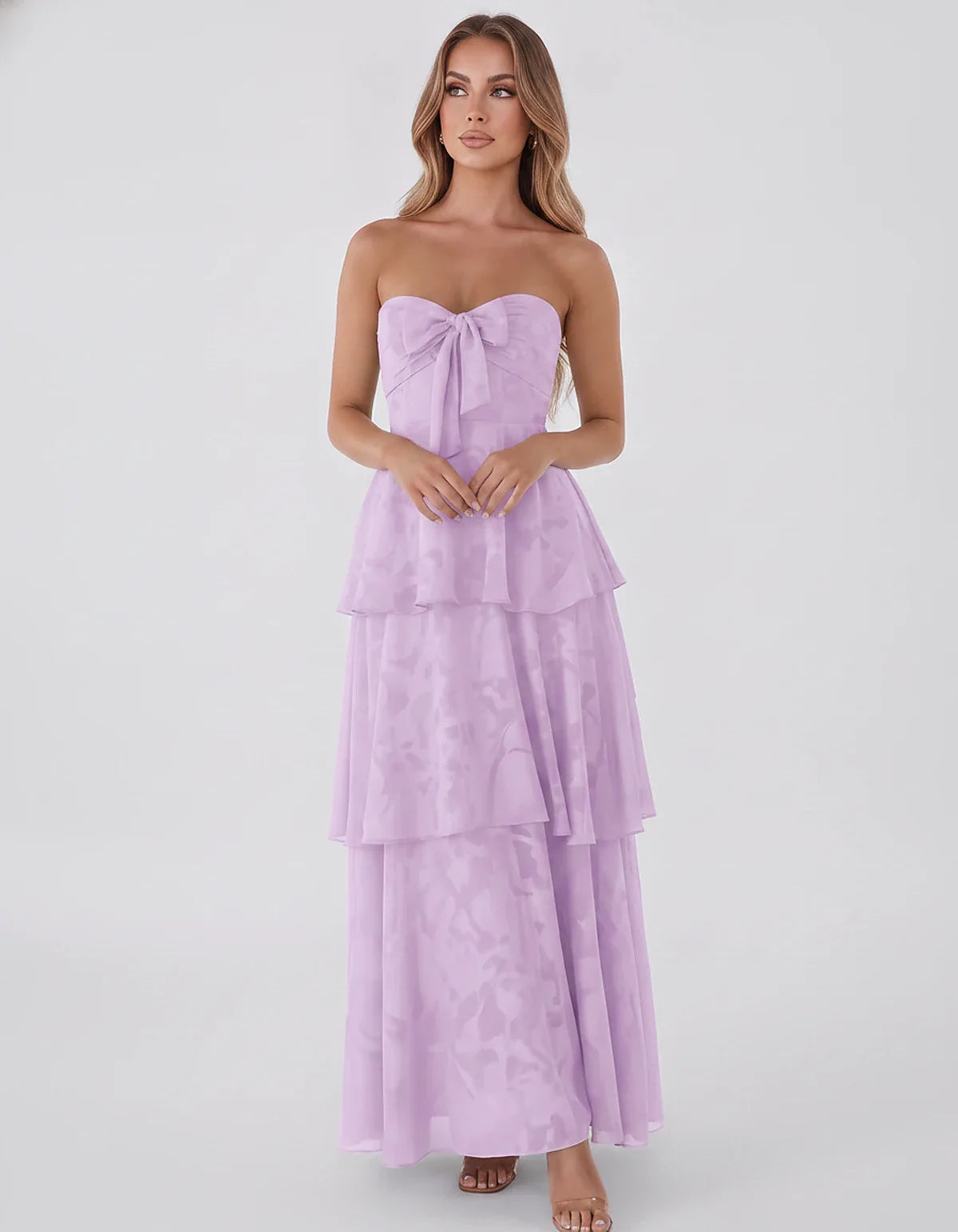Jacquard Chiffon Sleeveless Sweetheart A-Line Maxi Dress for Party, Cocktail, Evening, Wedding Guest, Prom & Summer Events, f | SKU: SM-874531962847105-LAVENDER-L,SM-874531962847105-LAVENDER-M,SM-874531962847105-LAVENDER-S,SM-874531962847105-LAVENDER-XL,SM-874531962847105-LAVENDER-XS
