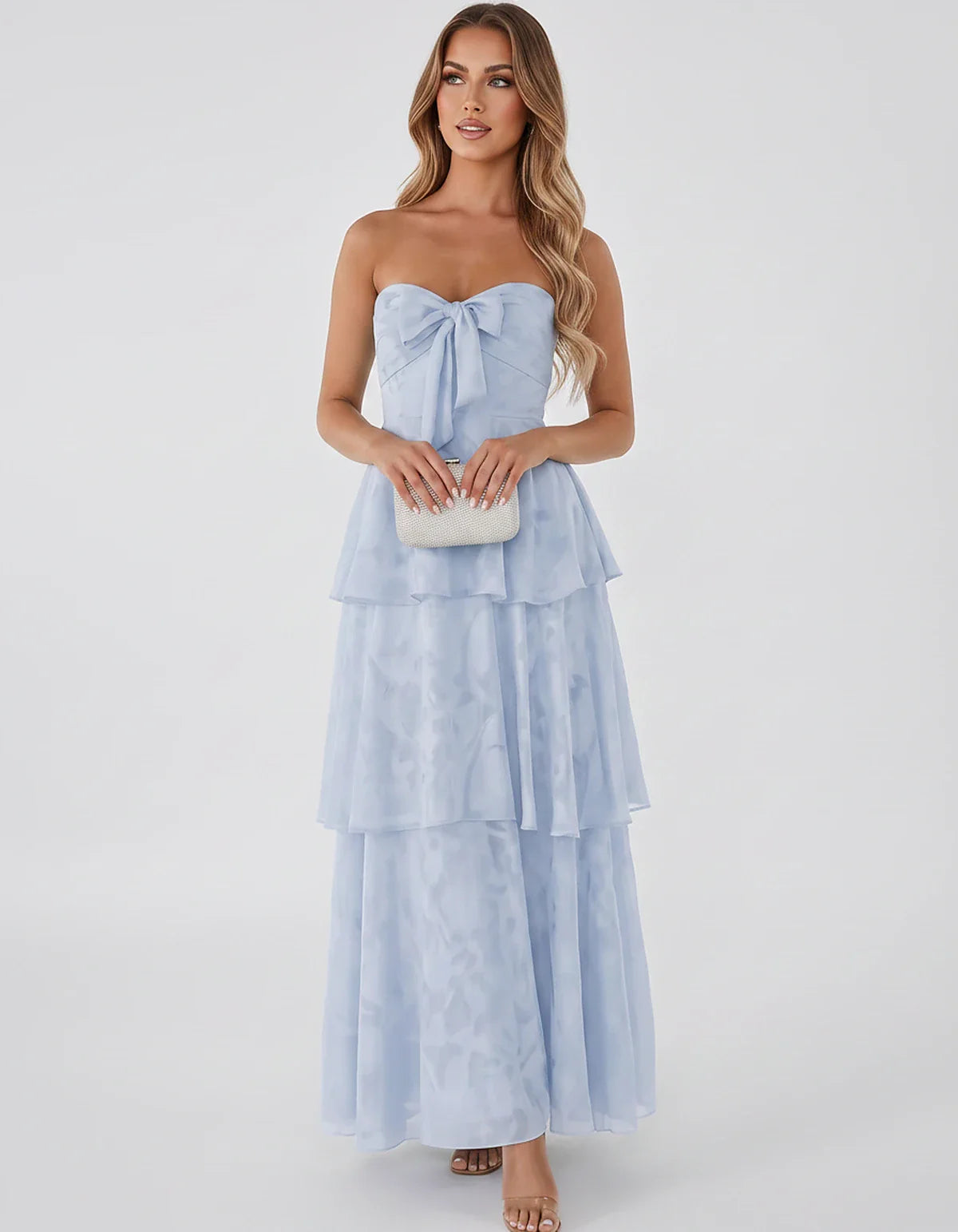 Jacquard Chiffon Sleeveless Sweetheart A-Line Maxi Dress for Party, Cocktail, Evening, Wedding Guest, Prom & Summer Events, f | SKU: SM-874531962847105-LIGHTBLUE-L,SM-874531962847105-LIGHTBLUE-M,SM-874531962847105-LIGHTBLUE-S,SM-874531962847105-LIGHTBLUE-XL,SM-874531962847105-LIGHTBLUE-XS