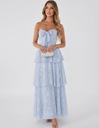 Jacquard Chiffon Sleeveless Sweetheart A-Line Maxi Dress for Party, Cocktail, Evening, Wedding Guest, Prom & Summer Events, f | SKU: SM-874531962847105-LIGHTBLUE-L,SM-874531962847105-LIGHTBLUE-M,SM-874531962847105-LIGHTBLUE-S,SM-874531962847105-LIGHTBLUE-XL,SM-874531962847105-LIGHTBLUE-XS