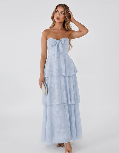 Jacquard Chiffon Sleeveless Sweetheart A-Line Maxi Dress for Party, Cocktail, Evening, Wedding Guest, Prom & Summer Events, f | SKU: SM-874531962847105-LIGHTBLUE-L,SM-874531962847105-LIGHTBLUE-M,SM-874531962847105-LIGHTBLUE-S,SM-874531962847105-LIGHTBLUE-XL,SM-874531962847105-LIGHTBLUE-XS