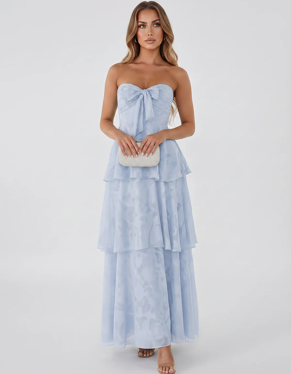 Jacquard Chiffon Sleeveless Sweetheart A-Line Maxi Dress for Party, Cocktail, Evening, Wedding Guest, Prom & Summer Events, f | SKU: SM-874531962847105-LIGHTBLUE-L,SM-874531962847105-LIGHTBLUE-M,SM-874531962847105-LIGHTBLUE-S,SM-874531962847105-LIGHTBLUE-XL,SM-874531962847105-LIGHTBLUE-XS