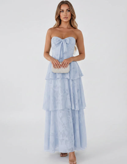 Jacquard Chiffon Sleeveless Sweetheart A-Line Maxi Dress for Party, Cocktail, Evening, Wedding Guest, Prom & Summer Events, f | SKU: SM-874531962847105-LIGHTBLUE-L,SM-874531962847105-LIGHTBLUE-M,SM-874531962847105-LIGHTBLUE-S,SM-874531962847105-LIGHTBLUE-XL,SM-874531962847105-LIGHTBLUE-XS