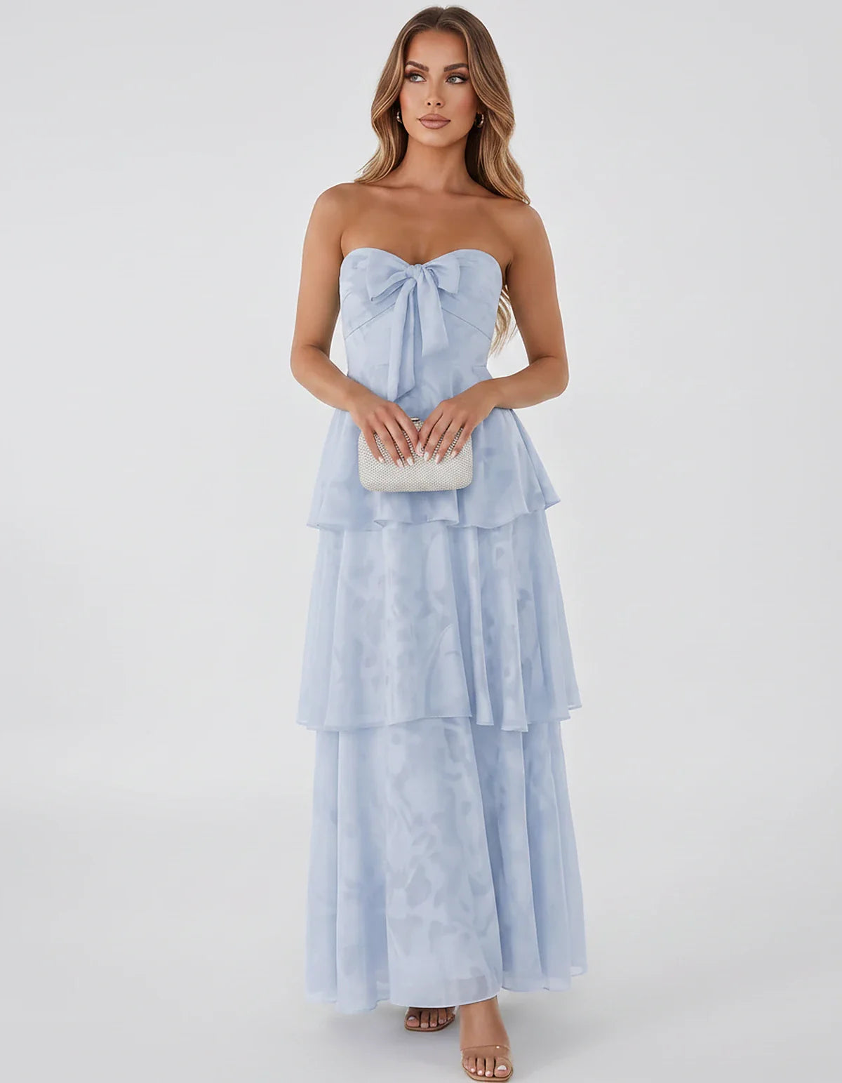 Jacquard Chiffon Sleeveless Sweetheart A-Line Maxi Dress for Party, Cocktail, Evening, Wedding Guest, Prom & Summer Events, f | SKU: SM-874531962847105-LIGHTBLUE-L,SM-874531962847105-LIGHTBLUE-M,SM-874531962847105-LIGHTBLUE-S,SM-874531962847105-LIGHTBLUE-XL,SM-874531962847105-LIGHTBLUE-XS