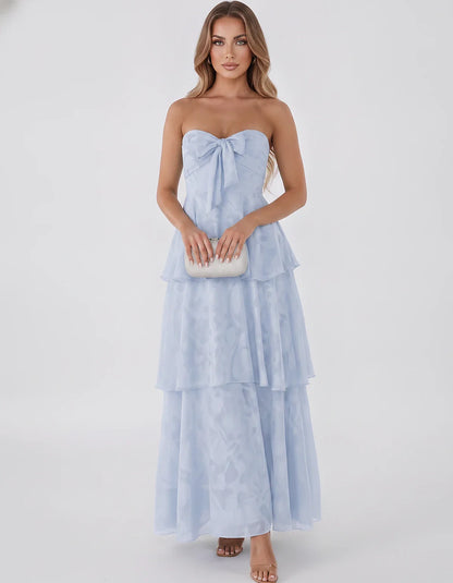 Jacquard Chiffon Sleeveless Sweetheart A-Line Maxi Dress for Party, Cocktail, Evening, Wedding Guest, Prom & Summer Events, f | SKU: SM-874531962847105-LIGHTBLUE-L,SM-874531962847105-LIGHTBLUE-M,SM-874531962847105-LIGHTBLUE-S,SM-874531962847105-LIGHTBLUE-XL,SM-874531962847105-LIGHTBLUE-XS