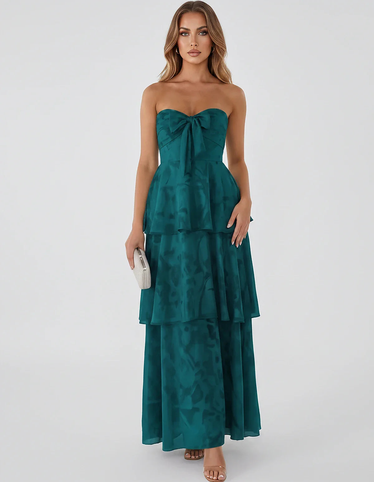 Jacquard Chiffon Sleeveless Sweetheart A-Line Maxi Dress for Party, Cocktail, Evening, Wedding Guest, Prom & Summer Events, f | SKU: SM-874531962847105-AQUA-L,SM-874531962847105-AQUA-M,SM-874531962847105-AQUA-S,SM-874531962847105-AQUA-XL,SM-874531962847105-AQUA-XS