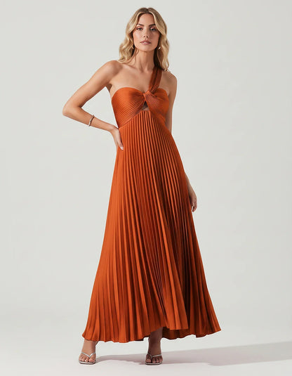 Satin Sleeveless One-Shoulder A-Line Maxi Dress for Party, Cocktail, Evening, Wedding Guest, Bridesmaid & Summer Events, fron | SKU: SMD-583920174618527-BURNTORANGE-L,SMD-583920174618527-BURNTORANGE-M,SMD-583920174618527-BURNTORANGE-S,SMD-583920174618527-BURNTORANGE-XL,SMD-583920174618527-BURNTORANGE-XS