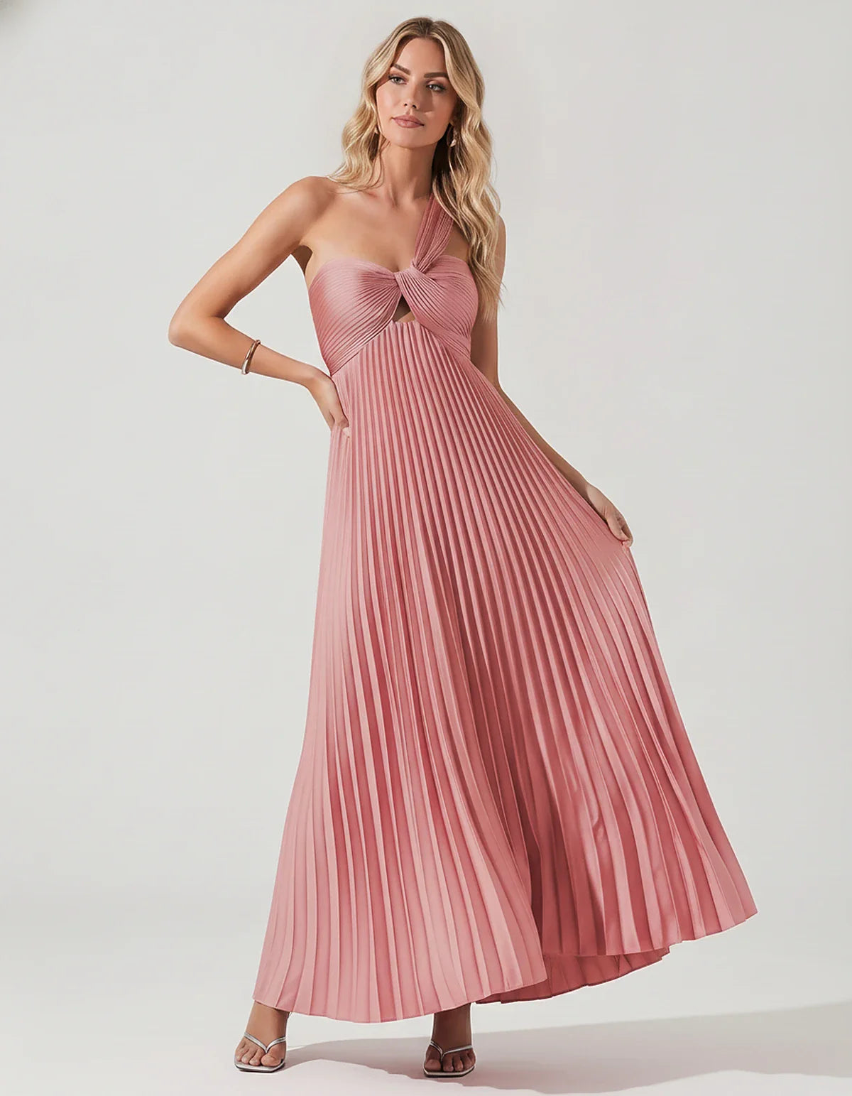 Satin Sleeveless One-Shoulder A-Line Maxi Dress for Party, Cocktail, Evening, Wedding Guest, Bridesmaid & Summer Events, fron | SKU: SMD-583920174618527-DUSTYROSE-L,SMD-583920174618527-DUSTYROSE-M,SMD-583920174618527-DUSTYROSE-S,SMD-583920174618527-DUSTYROSE-XL,SMD-583920174618527-DUSTYROSE-XS